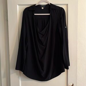 Eileen Fisher black silk blouse tunic